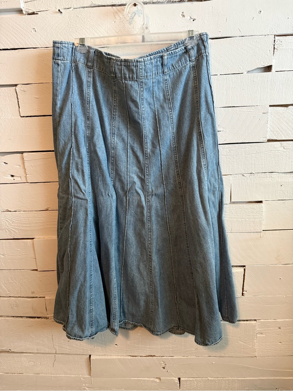 Faded Glory Light Blue Denim A-Line Panel Skirt